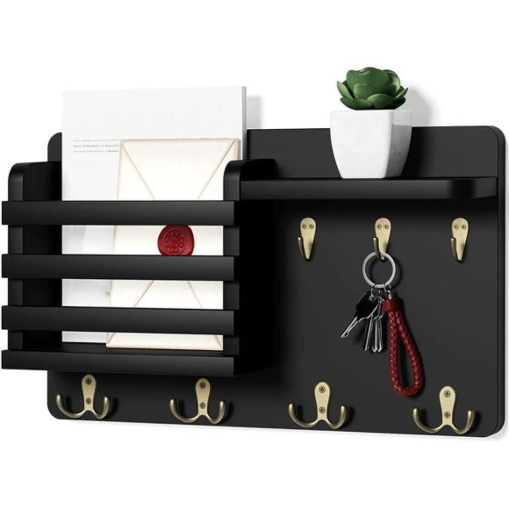 Mail Holder for Wall Mail Organizer with Key Hooks Hallway Farmhouse Decor